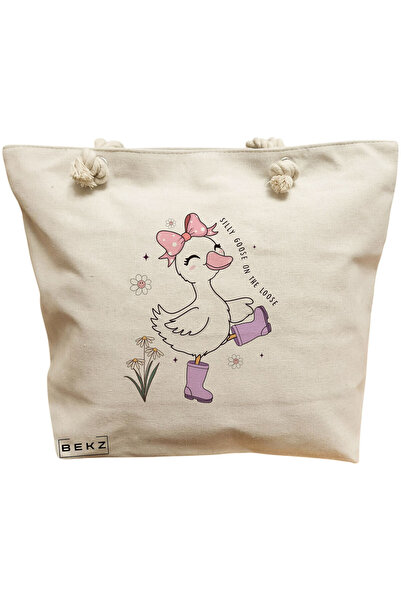 BEKZ Τσάντα Θαλάσσης, Silly Goose μοντέλο 4, 40x51 cm, Κρεμ, BEKZ®