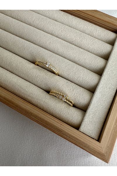 ringbox Gold 2-Piece Solitaire Minimal Series Ring Set