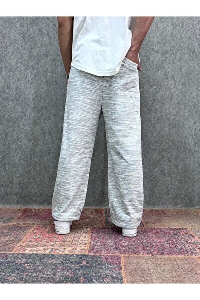 FıttingRoom Elastic Waist Pipe Leg Melange Baggy Trousers