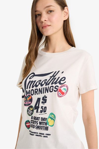 DeFacto Coool Regular Fit Crew Neck Printed Short Sleeve T-Shirt F6311Ax25Hs