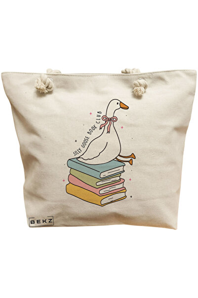 BEKZ Beach Tote Bag, model Silly Goose 9, 40x51 cm, Cream, BEKZ®