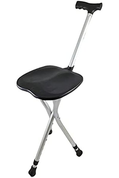 genric كرسي صلاة قابل للطي للسفر من MN + عصا قديمة - أسود
