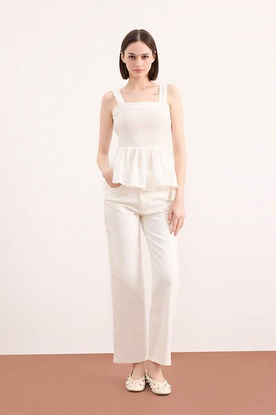 DeFacto Square Neck Crinkle Viscose Thick Strap Blouse F3620Ax25Sm