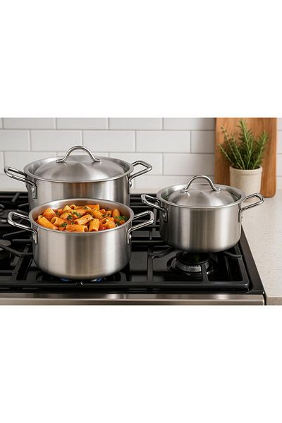 mastergold Aluminum Saucepan Set 12 Pcs (19–30 cm) | Pure Aluminum Pots with Steel Handles – All Stove Types