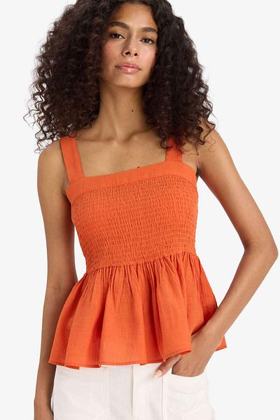 DeFacto Μπλούζα Crinkle Gipelli Viscose με χοντρό λουράκι F3620ax25sm