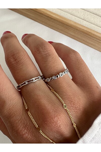 ringbox Silver Color 2-Piece Dot Minimal Series Ring Set