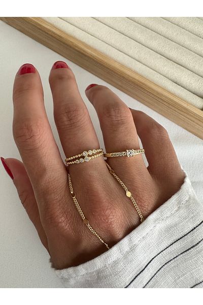 ringbox Gold 2-Piece Solitaire Minimal Series Ring Set