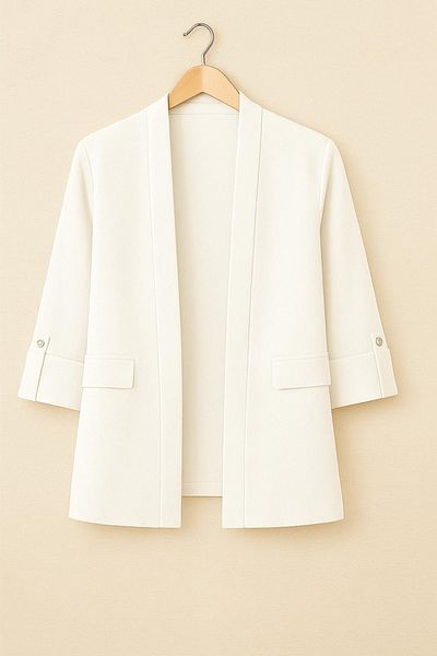 Heyya Women's Wear Off Sleeve Buttoned White Jacket