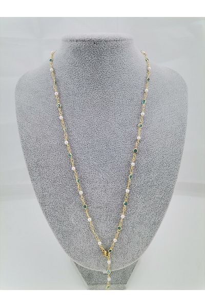 Hobimos Beaded Stone Y Necklace
