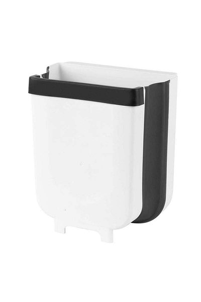 SIKS Hanging Trash Can, Foldable, For Cabinet Door, Black And White
