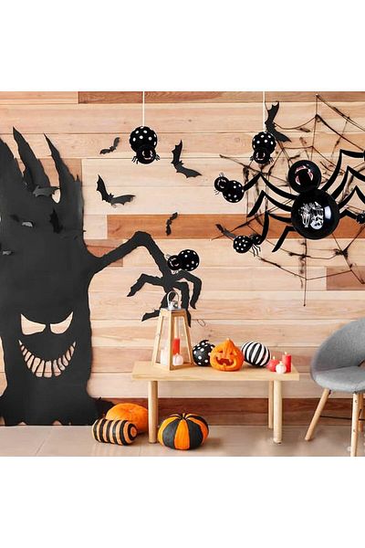 Phiezc Halloween Decorative Balloon Set with Stickers, Rubber, Black