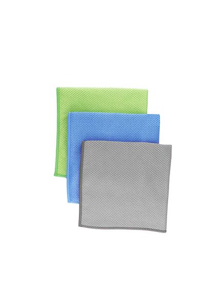 Silver 3-Piece Microfiber Baklava Pattern Battal Size Glass Cloth 50X70 cm