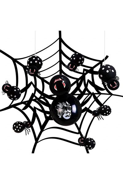 Phiezc Halloween Decorative Balloon Set with Stickers, Rubber, Black
