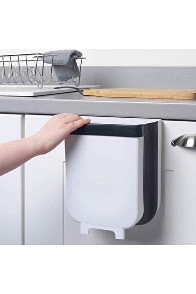 SIKS Hanging Trash Can, Foldable, For Cabinet Door, Black And White