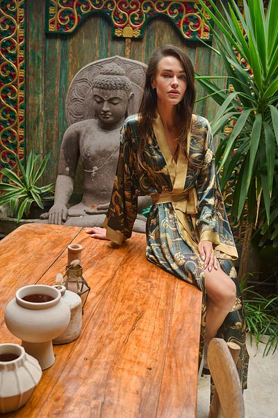Dear Deer Golden Warlord Women's Long Kimono