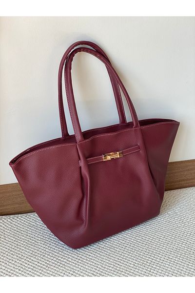 Bagzone Soft Leather with Lock Detail on the Front, Women's Shoulder Bag