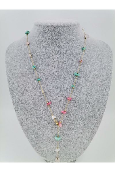 Hobimos Stoned Y Necklace - Non-Tarnish Y Necklace