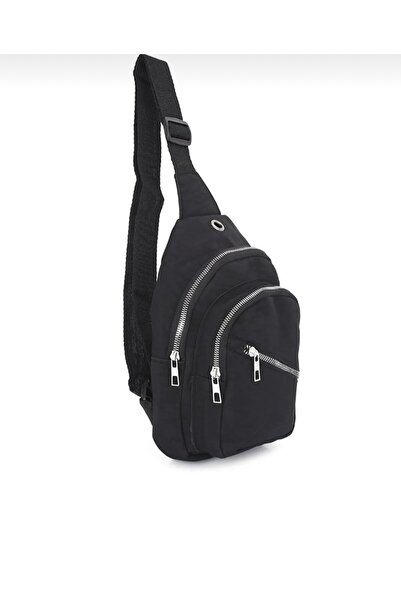 selma demir Siyah Kumaş Unisex Bodybag Göğüs Omuz Bel Çantası