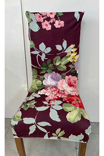 MADAME DECO Sandalye Kılıfı Örtüsü Yüksek Kalite Esnek Dijital Baskili Sandalye Kılıfı 6 Adet Model 6