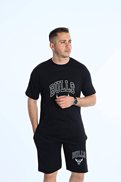 eg38 Bulls Printed Shorts Suit Black