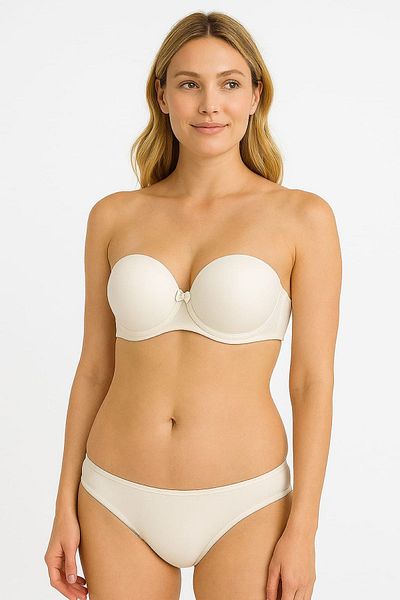 enmodaiçgiyim Ecru Strapless Silicone Adhesive Unsuppoted Bra – 3 Επιλογές ιμάντων