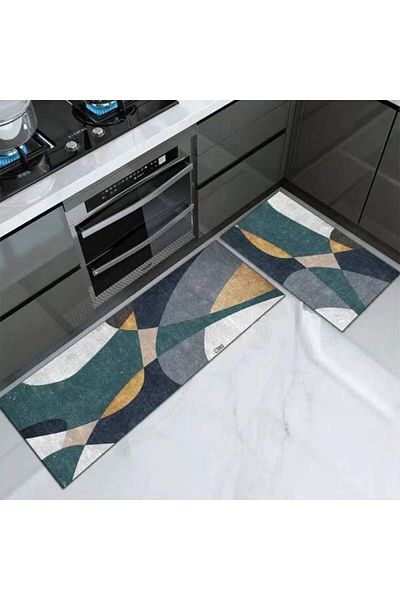 SIKS Set of 2 SIKS Kitchen Rugs, Non-Slip, 50 x 70 Cm, 50 x 120 Cm, Material 30% Cotton, 70% Polyamine