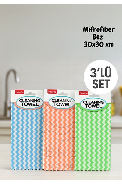 BRE HOME Set of 3 Colorful Cleaning Cloths – Microfiber Cleaning Towel – for Kitchen and General Cleaning