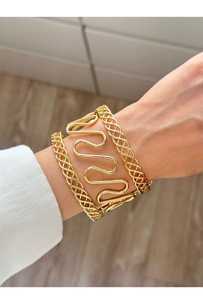 YOUES JEWELRY Thick Handcuff Bracelet Adjustable Wristband Unisex Gold Women's Handcuffs
