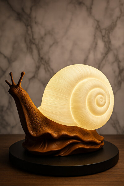 Genel Markalar Kahverengi 3D Baskılı Salyangoz Gece Lambası, Sıcak ve Şık Tas...