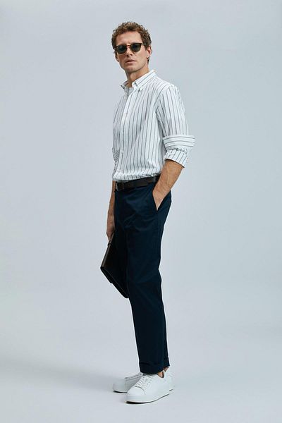Lufian Plus Slim Fit Ανδρικό παντελόνι Navy Blue Chino (111190339)