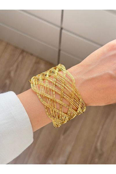 YOUES JEWELRY Thick Handcuff Bracelet Adjustable Wristband Unisex Gold Women's Handcuffs