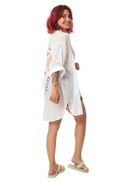 İZMİR ASKERİ MALZEME Wooden Print Linen Woven White Color Yasam Cicek Pattern...