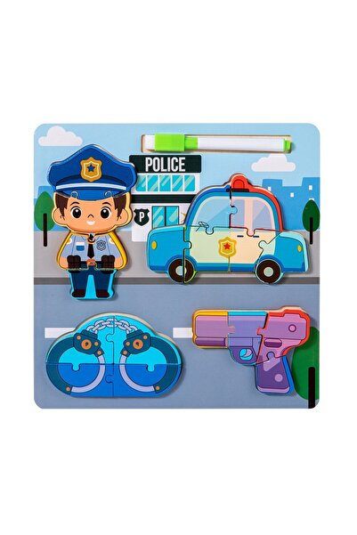 tutobaby Montessori Yazı Tahtalı ve Kalemli 3D Eğitici Öğretici Ahşap Meslek ...