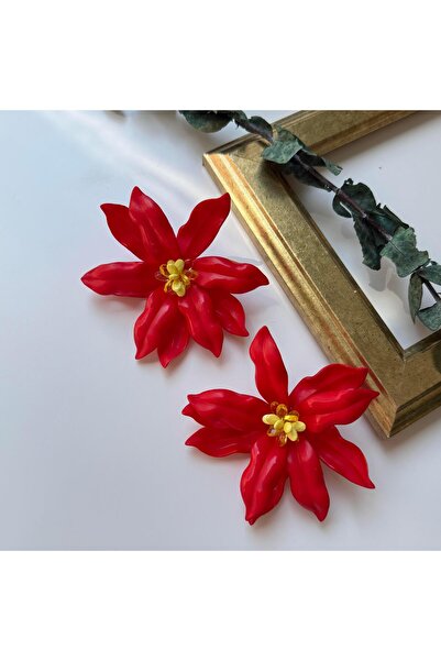 Alice İsstanbul Red Beaded Flower Earrings
