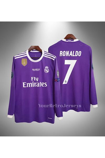 yenteks Real.Madrid.Ronaldo Purple 2017 Cardif League Long Sleeve Adult Jersey