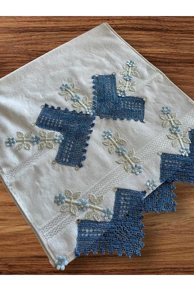 TUTUYA TEXTIL Χειροποίητο μοντέλο πεταλούδας Δαντελένια πετσέτα προσώπου Πετσέτα προίκας