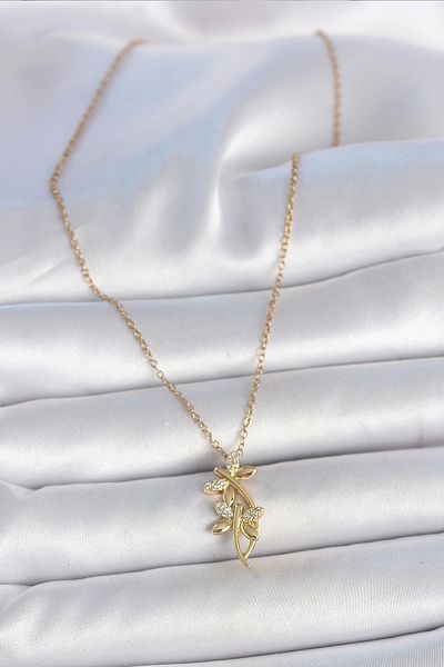 Clariss 316L Steel Gold Color Chain Zircon Stone Dragonfly Model Women's Necklace
