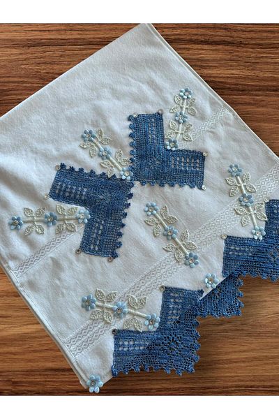 TUTUYA TEXTIL Χειροποίητο μοντέλο πεταλούδας Δαντελένια πετσέτα προσώπου Πετσέτα προίκας