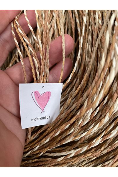 Makromİps Luxury Premium Silvery Ebruli Paper Thread 2 mm 50 Gr Hand Knitting Thread Kraft Hobby Packaging Decoration Multi-Purpose