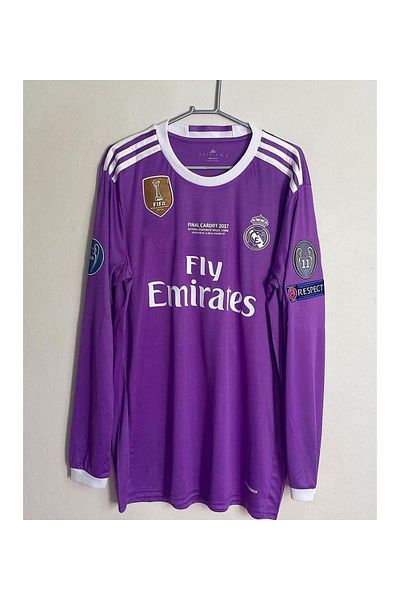 yenteks Real.Madrid.Ronaldo Purple 2017 Cardif League Long Sleeve Adult Jersey