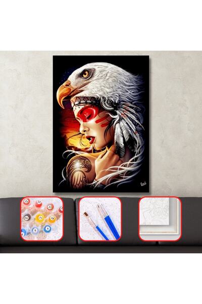 Pastelya Sayılarla Boyama Seti Kasnaklı Kartal Saçlı Karta Kadın 40 X 50 Cm