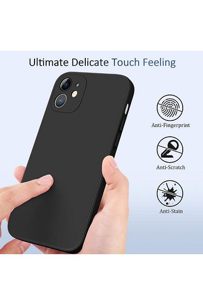 OEM Carcasă compatibilă pentru iPhone 11 din silicon cu interior din microfibră și protecție pentru cameră - Negru