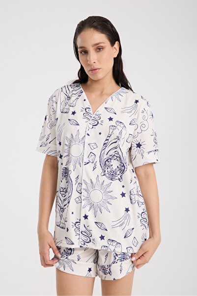 Rasabeauty Calm πουκάμισο Σορτς με κουμπιά Σετ πιτζάμες Σετ πιτζάμες με πολύχ...