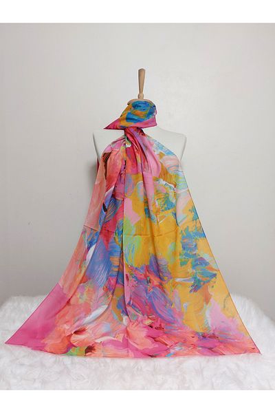 REMOMODA Patterned Watercolor Italian Cotton Flexible Soft Shawl High Quality Flexible-Soft