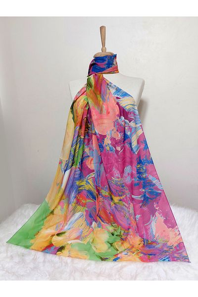 REMOMODA Patterned Watercolor Italian Cotton Flexible Soft Shawl High Quality Flexible-Soft