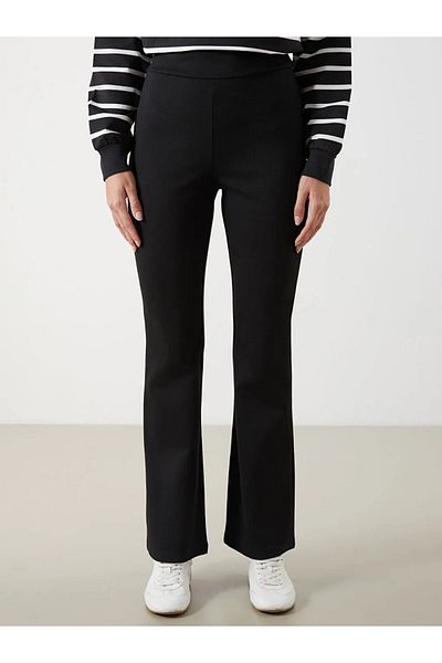 LC Waikiki Lcw Comfort Black Elastic Waist Flared Leg Women's Leggings Pants