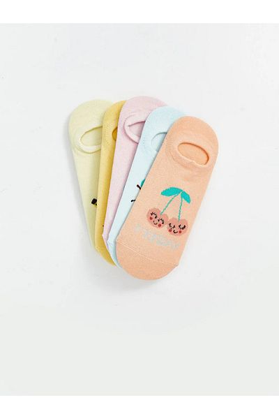 LC Waikiki Lcw Kids Orange Patterned Girl's Booties Socks 5-Piece