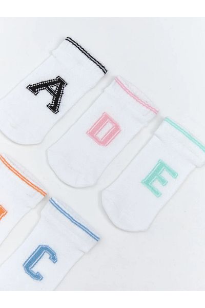 LC Waikiki Lcw Kids White Patterned Girl's Booties Socks 5-Piece
