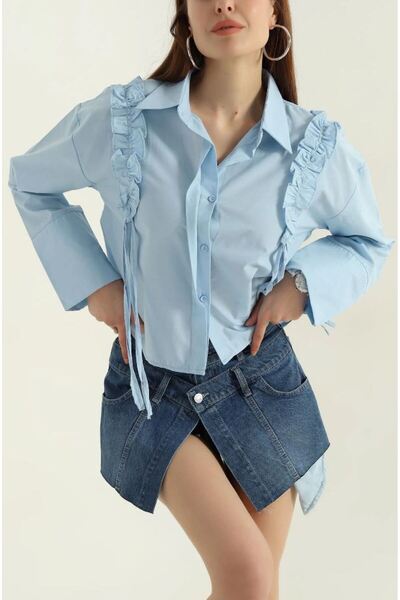 MODA Κοντό πουκάμισο με βολάν με λεπτομέρεια φούστας