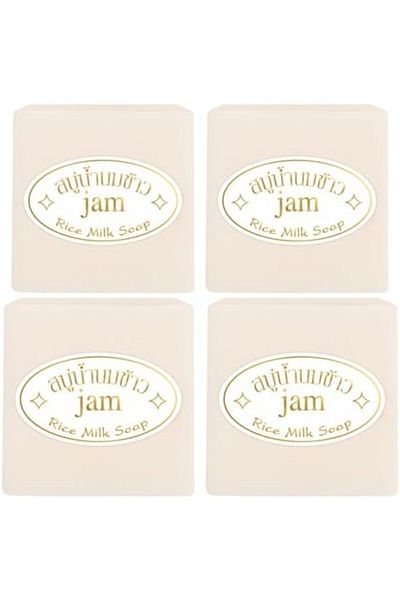Jam NIKITA.VIVI 4Pcs Rice Milk Soap (4x65G), Thailand Rice Handmade Soap, Face & Body Cleaning Rice Soap